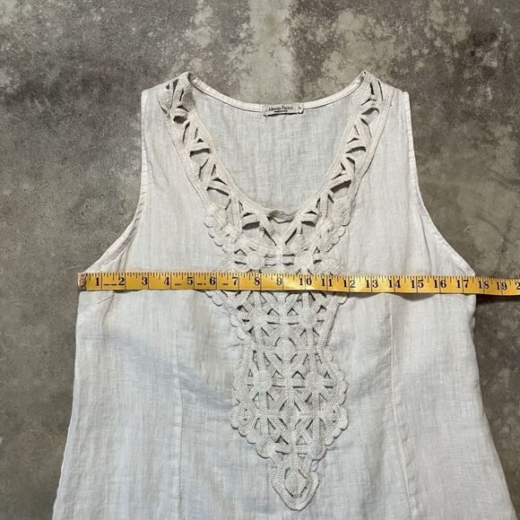 Alessia Pacini Linen Dress Women Small Beige Sleeveless Linen Embroidered Resort - Picture 2 of 9